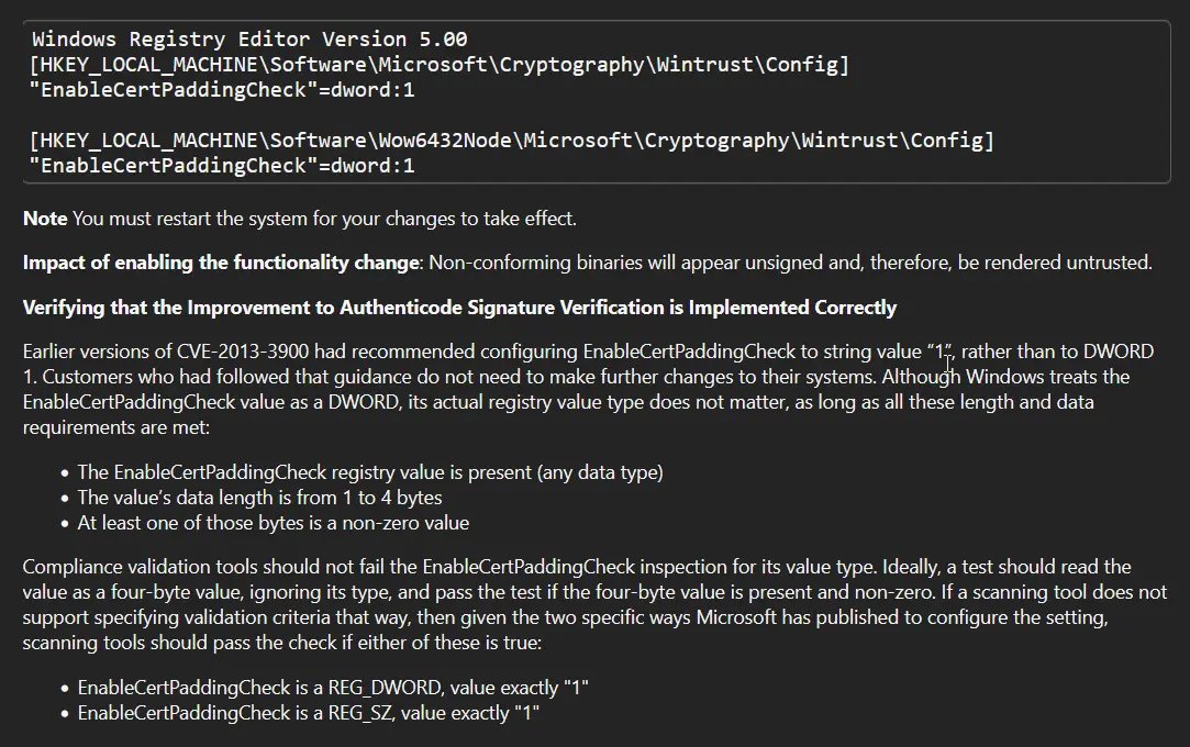 WinTrust Remediation Details 02